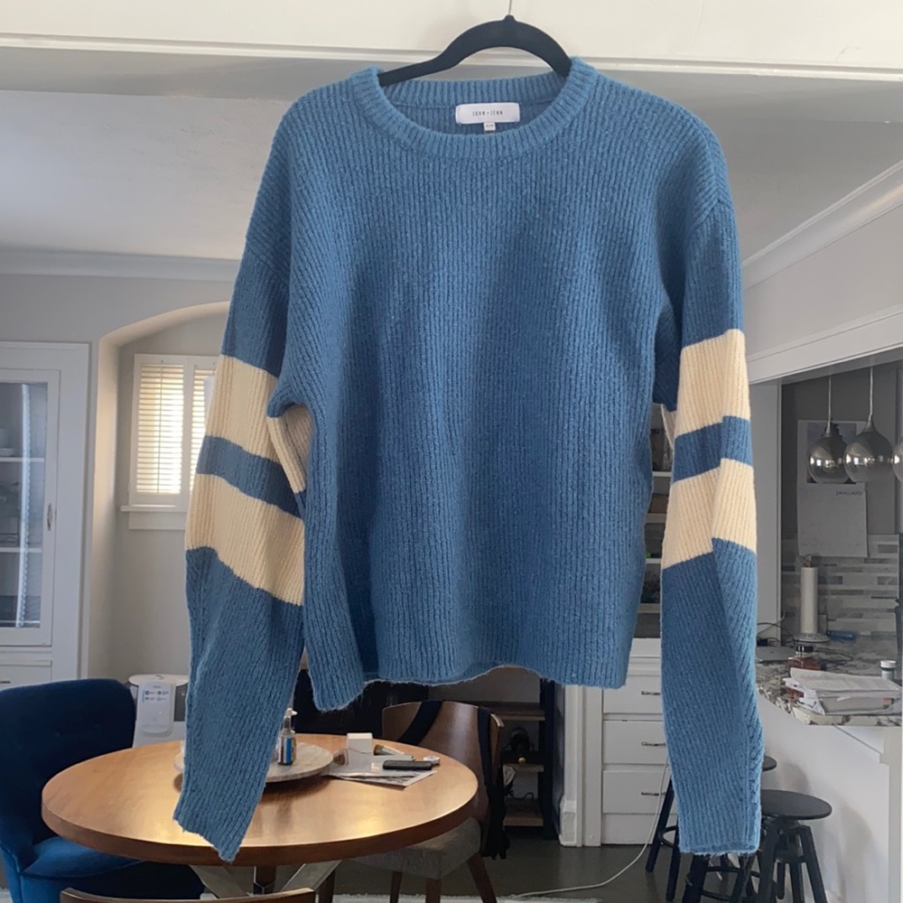 Blue crew neck oversized sweater